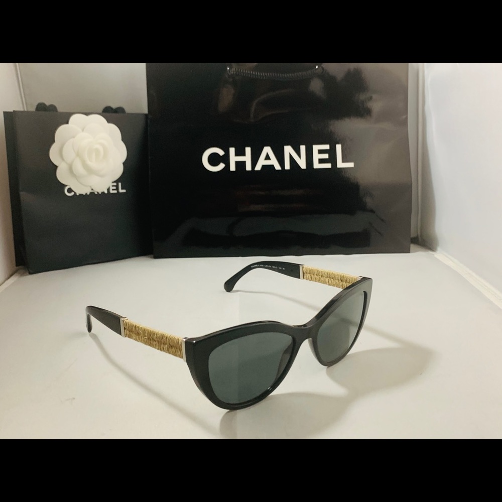 CHANEL Black /Burlap Sunglasses 5409 c.501/